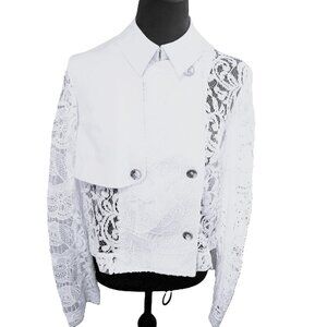 Rachel Roy White Denim Lace Shacket/Overshirt - Size 6